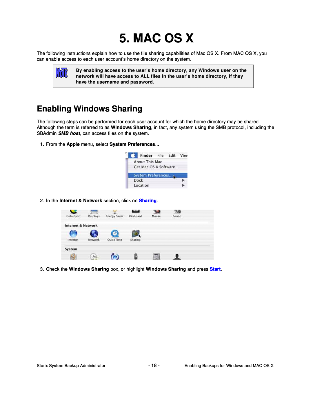 Apple ipod manual Mac Os, Enabling Windows Sharing 
