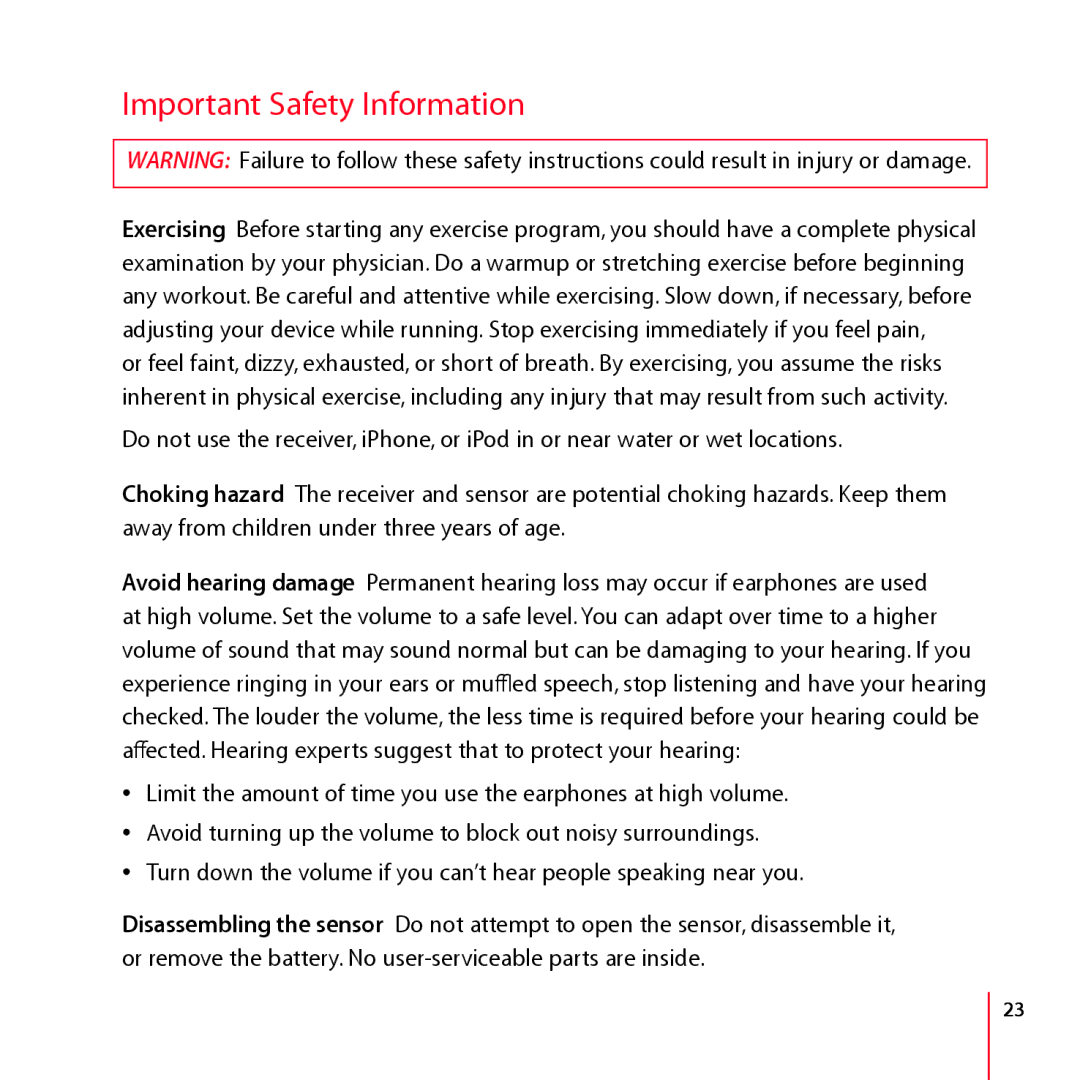 Apple LA034-4957-A manual Important Safety Information 