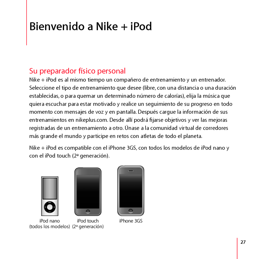 Apple LA034-4957-A manual Bienvenido a Nike + iPod, Su preparador físico personal 