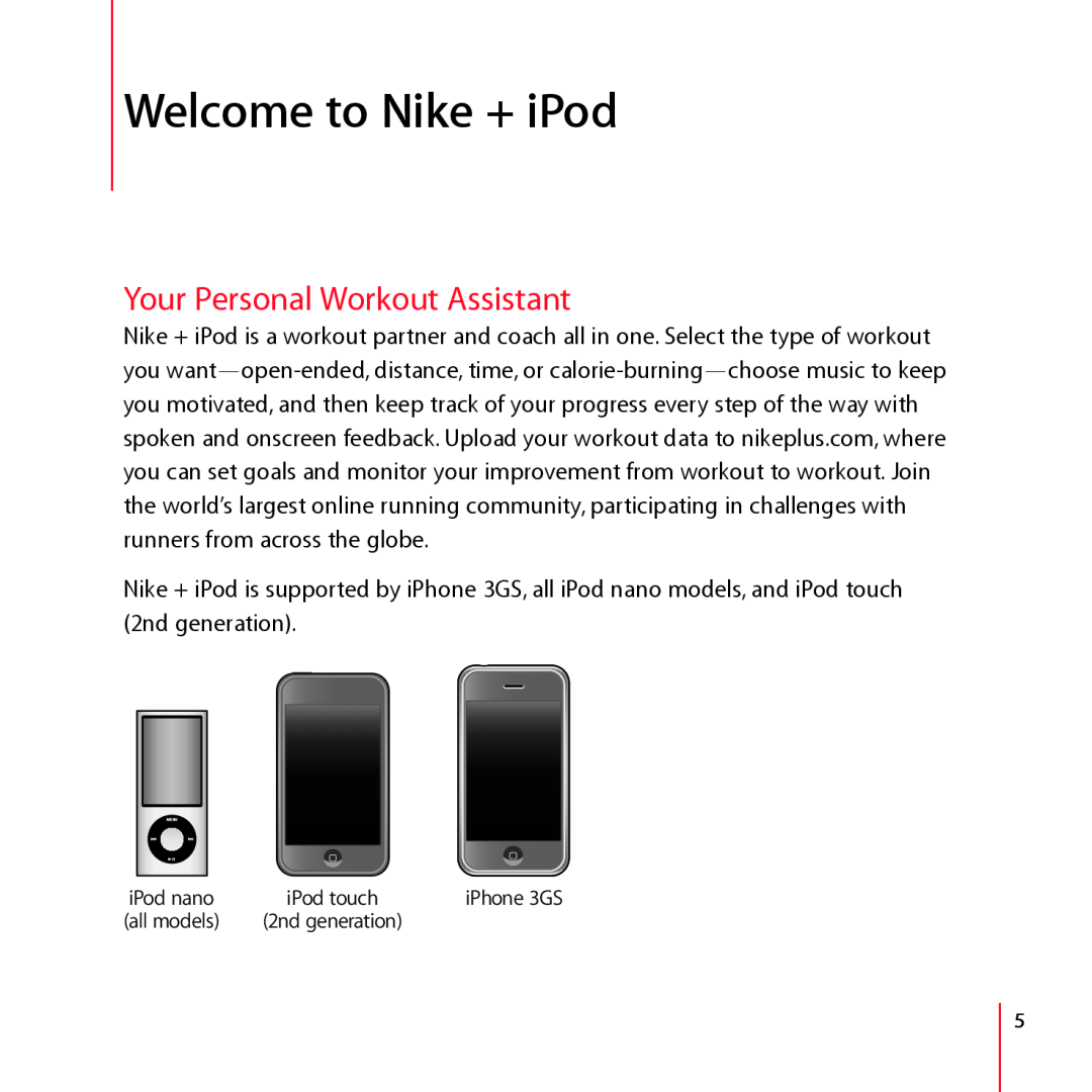 Apple LA034-4957-A manual Welcome to Nike + iPod, Your Personal Workout Assistant 
