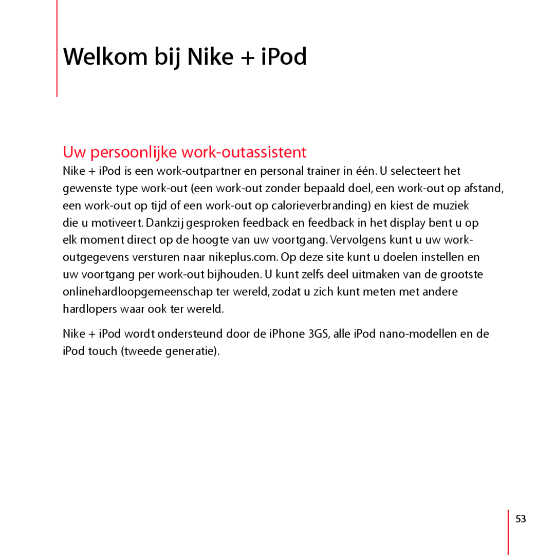 Apple LA034-4957-A manual Welkom bij Nike + iPod, Uw persoonlijke work-outassistent 