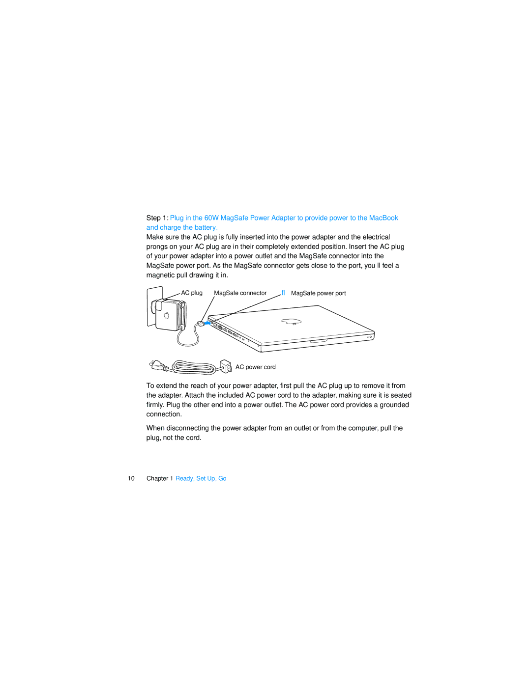 Apple Laptop manual AC plug MagSafe connector ¯ MagSafe power port AC power cord 