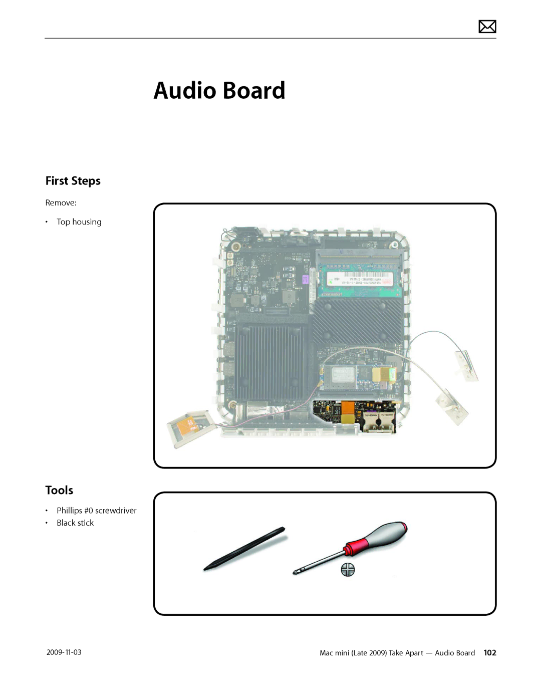 Apple LATE 2009 manual Audio Board 