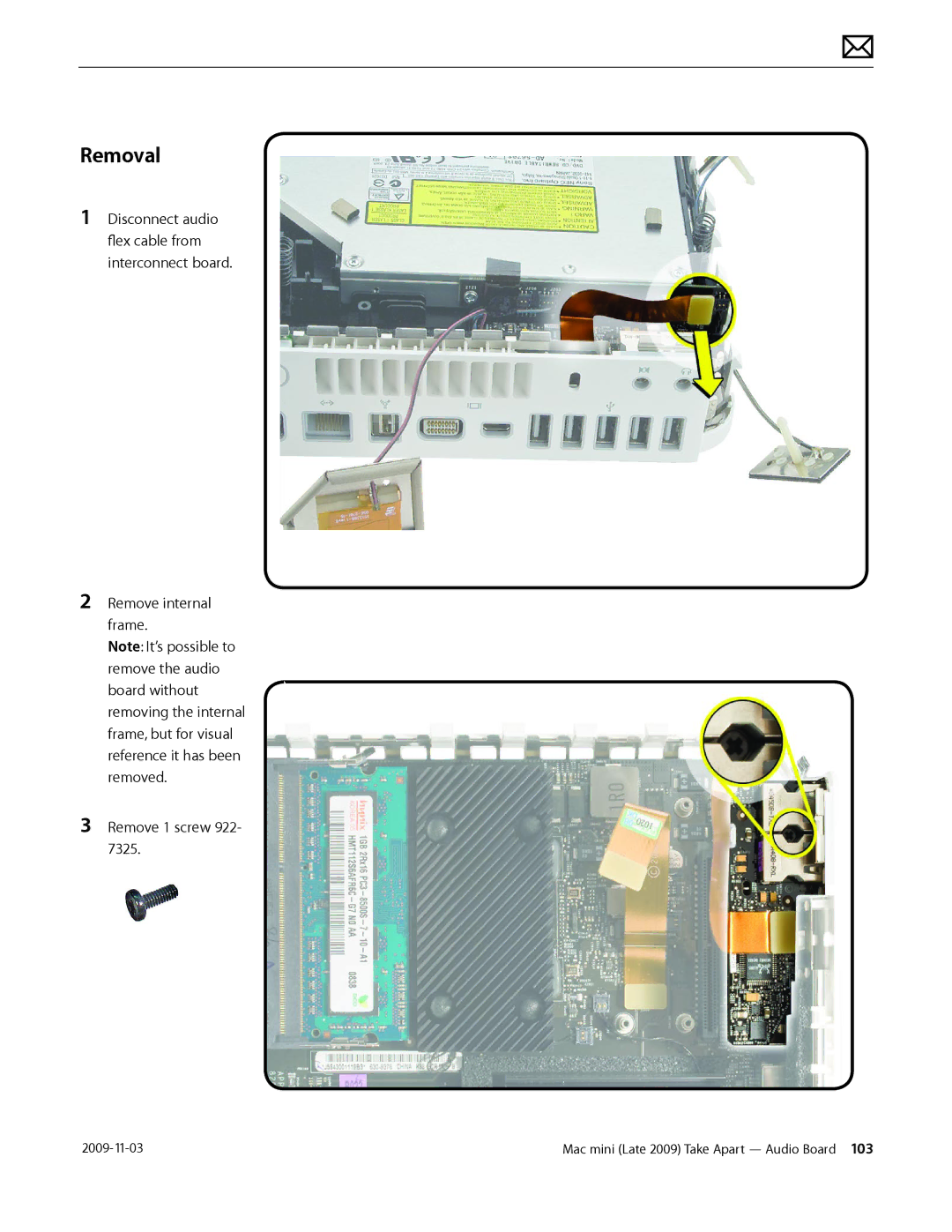 Apple LATE 2009 manual Removal 