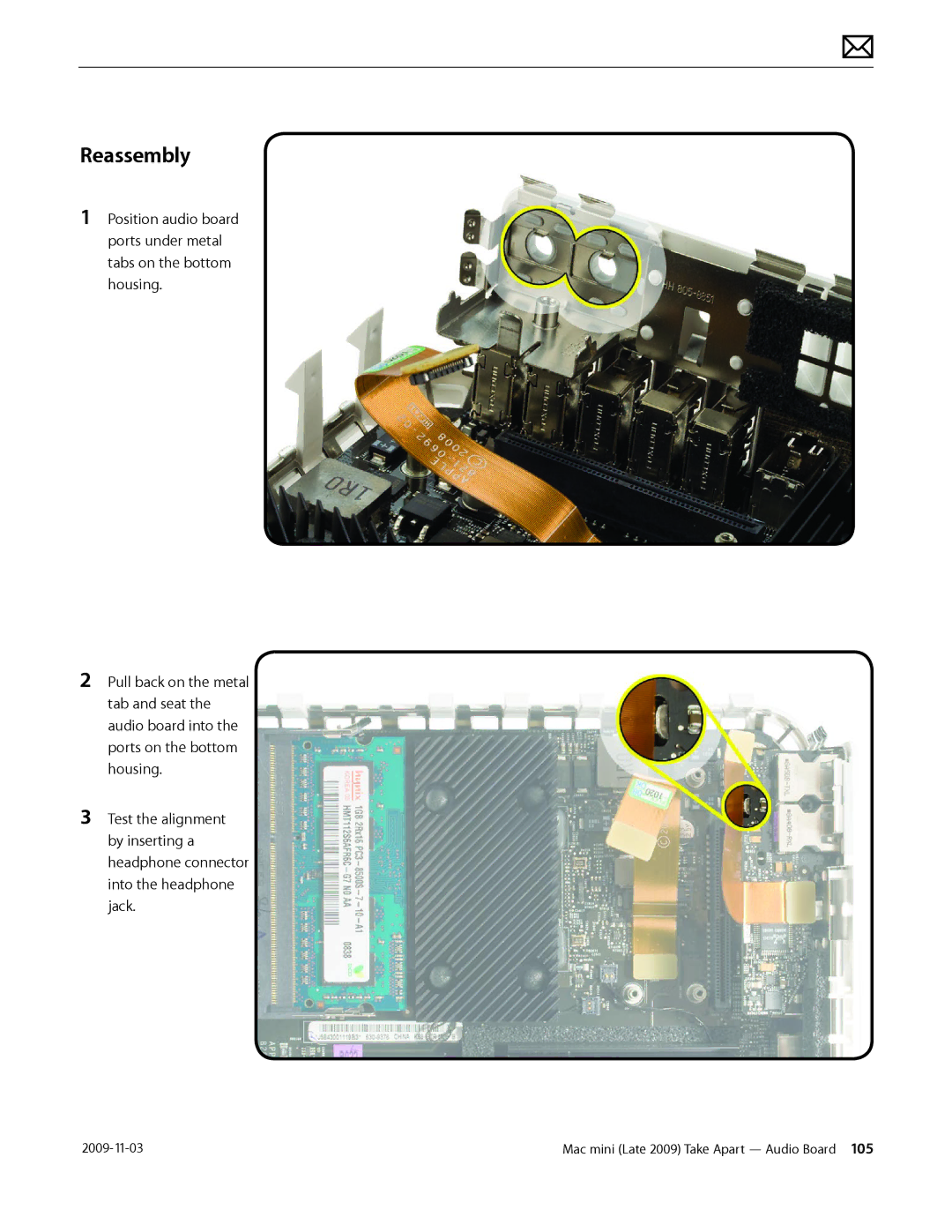 Apple LATE 2009 manual Reassembly 