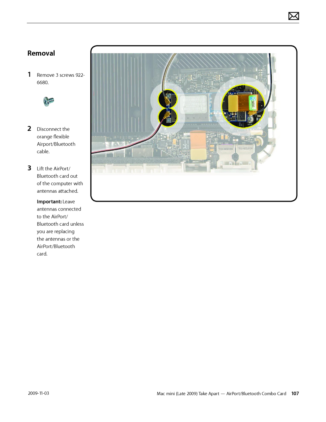 Apple LATE 2009 manual Removal 