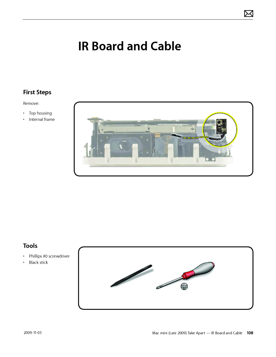 Apple LATE 2009 manual IR Board and Cable 