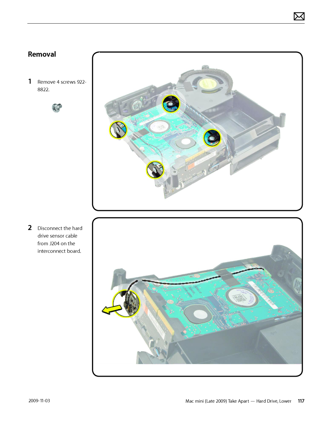 Apple LATE 2009 manual Remove 4 screws 922 