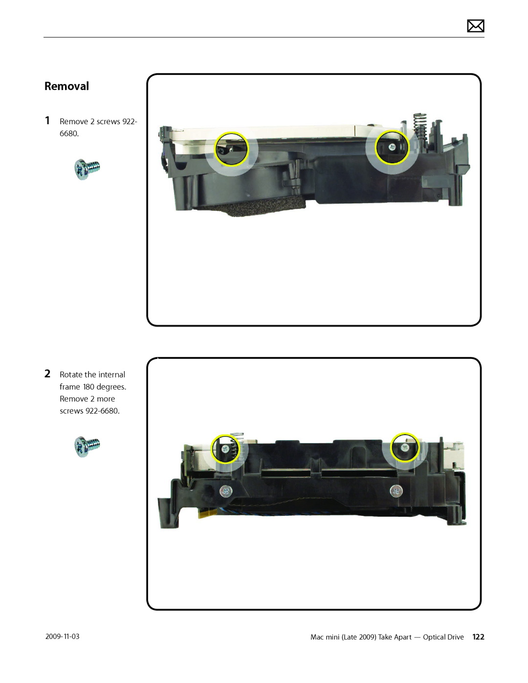 Apple LATE 2009 manual Remove 2 screws 922 