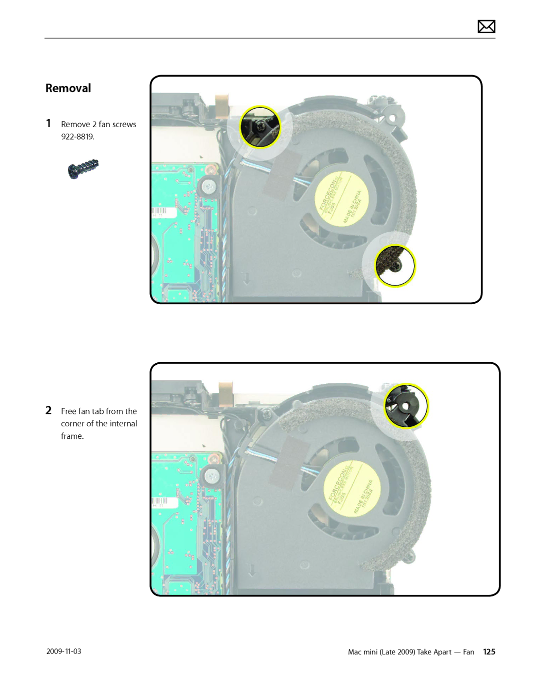 Apple LATE 2009 manual Removal 