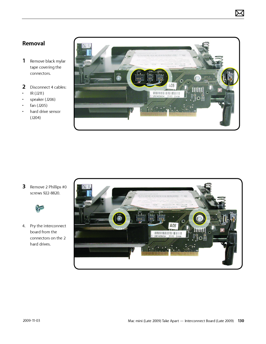 Apple LATE 2009 manual Removal 