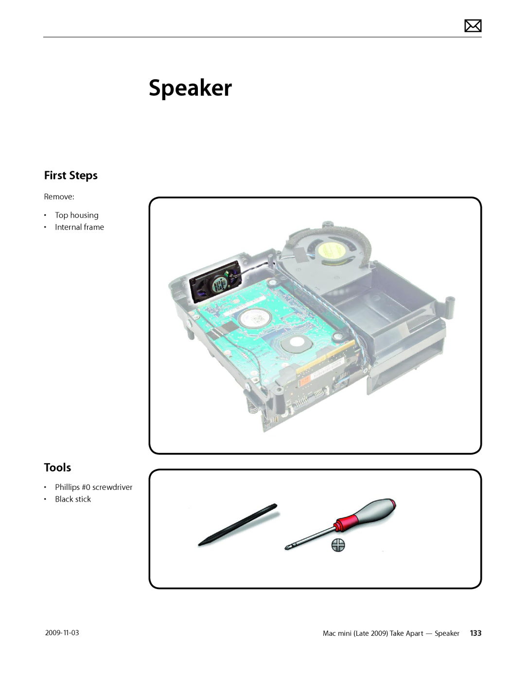 Apple LATE 2009 manual Speaker 