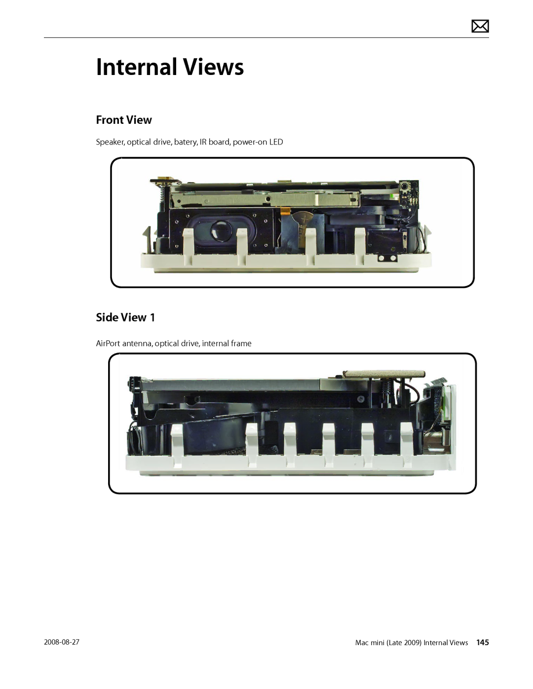 Apple LATE 2009 manual Internal Views, Front View, Side View 