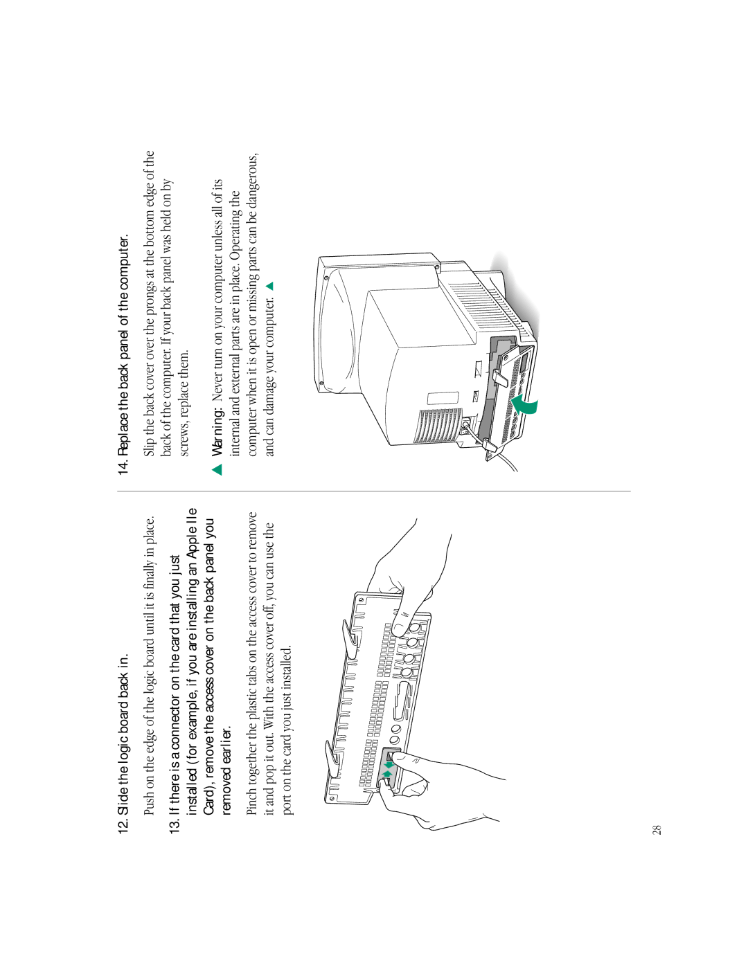 Apple LC 550 manual Slide the logic board back 