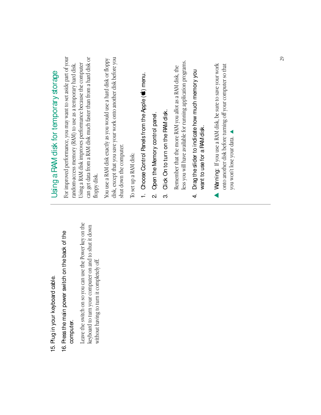 Apple LC 550 manual Using a RAM disk for temporary storage 