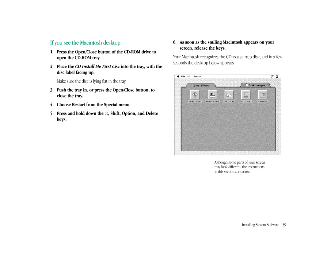 Apple LC 575 manual If you see the Macintosh desktop 