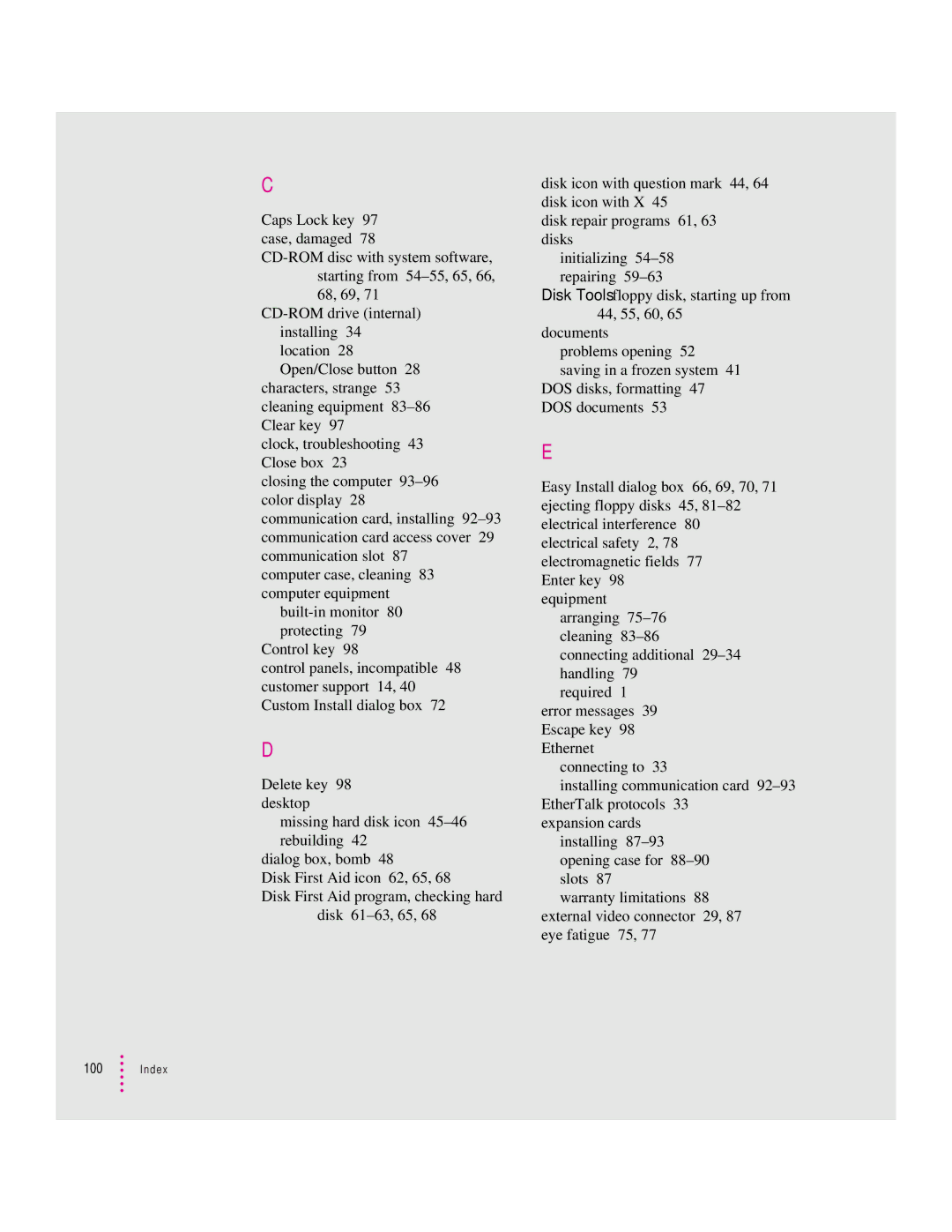 Apple LC 580 manual Index 