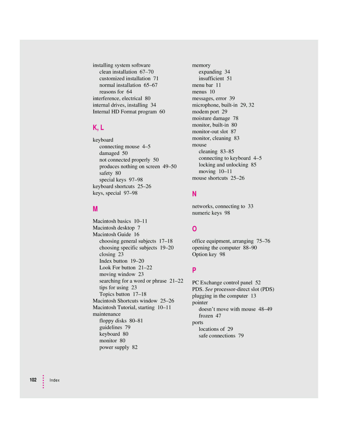 Apple LC 580 manual Index 