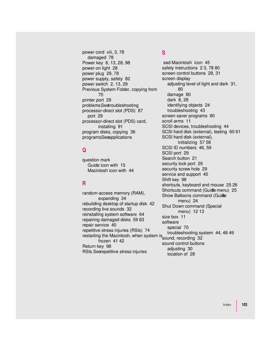 Apple LC 580 manual Index 