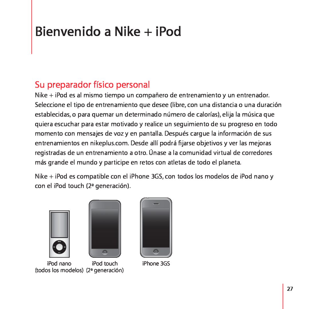 Apple LE034-4957-A manual Bienvenido a Nike + iPod, Su preparador físico personal 