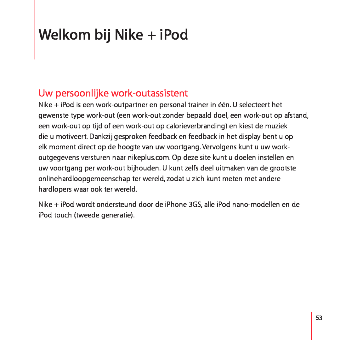 Apple LE034-4957-A manual Welkom bij Nike + iPod, Uw persoonlijke work-outassistent 