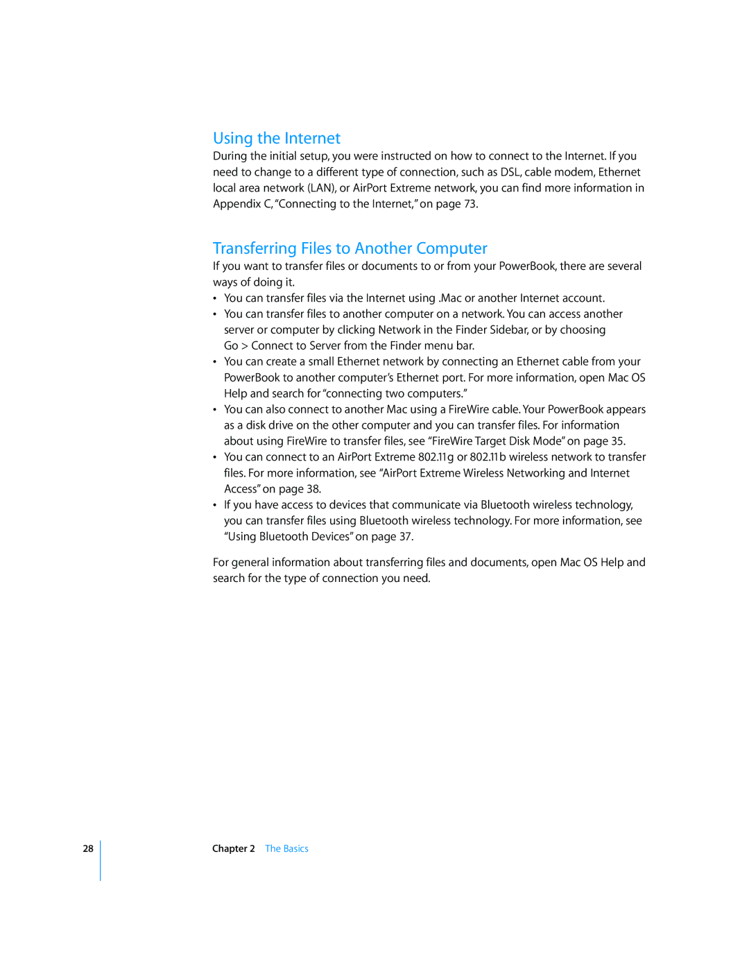 Apple LL2507 manual Using the Internet, Transferring Files to Another Computer 