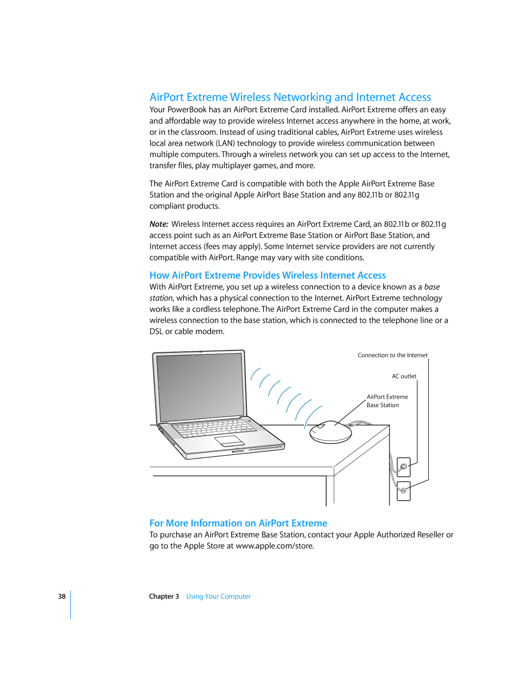 Apple LL2507 manual AirPort Extreme Wireless Networking and Internet Access, For More Information on AirPort Extreme 