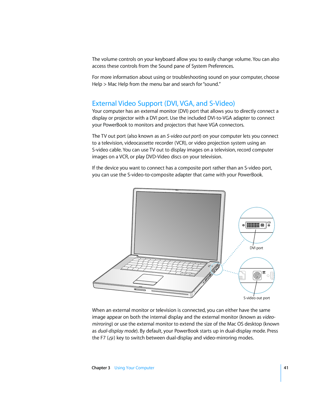 Apple LL2507 manual External Video Support DVI, VGA, and S-Video 