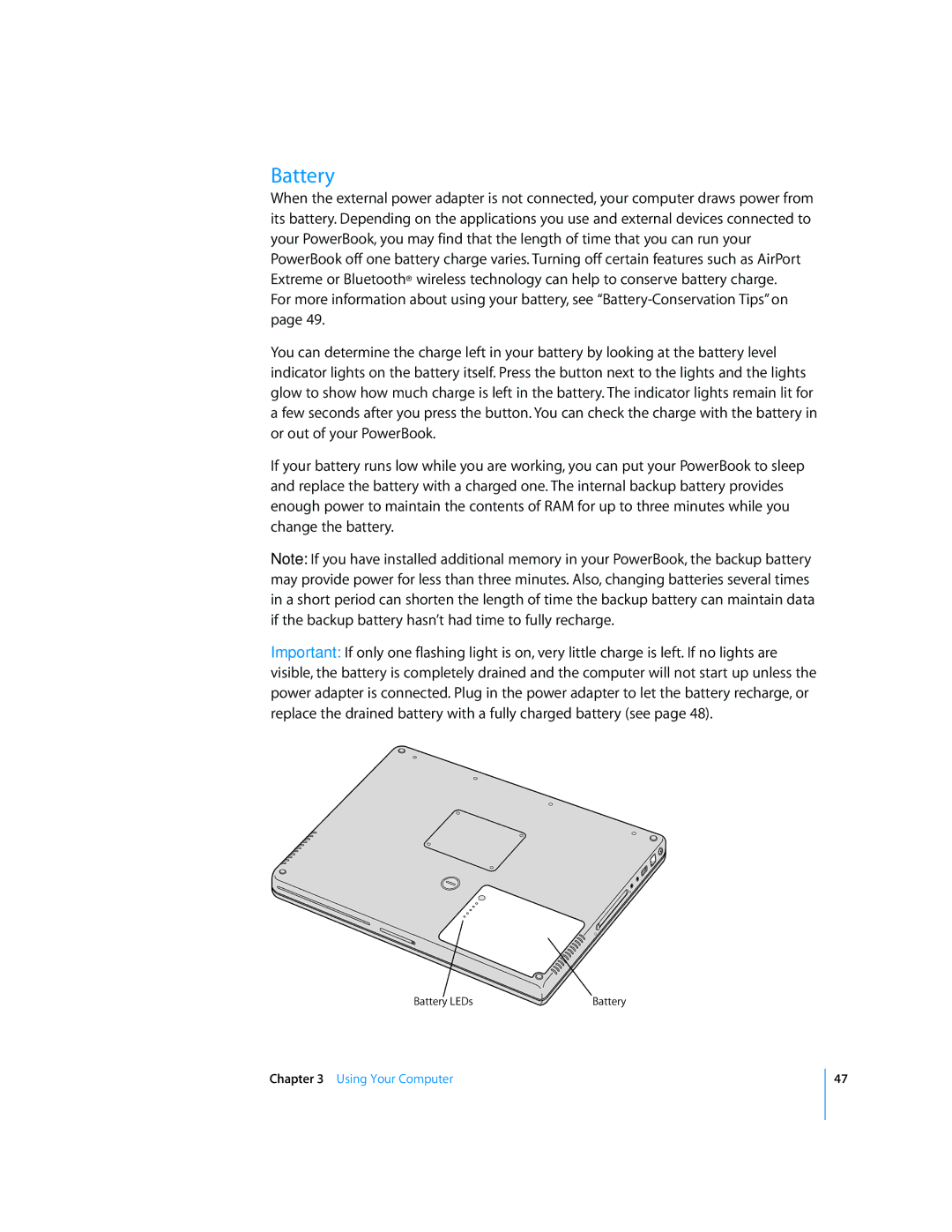 Apple LL2507 manual Battery 