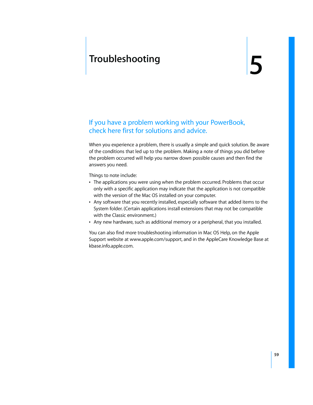 Apple LL2507 manual 5Troubleshooting 