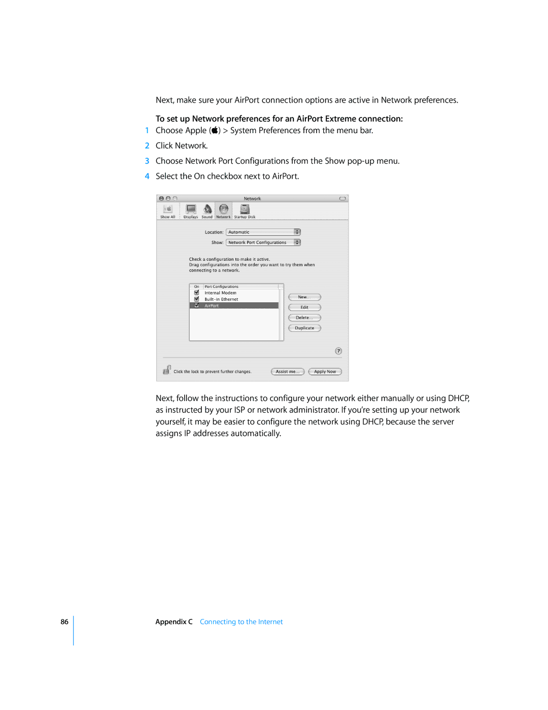 Apple LL2507 manual Appendix C Connecting to the Internet 