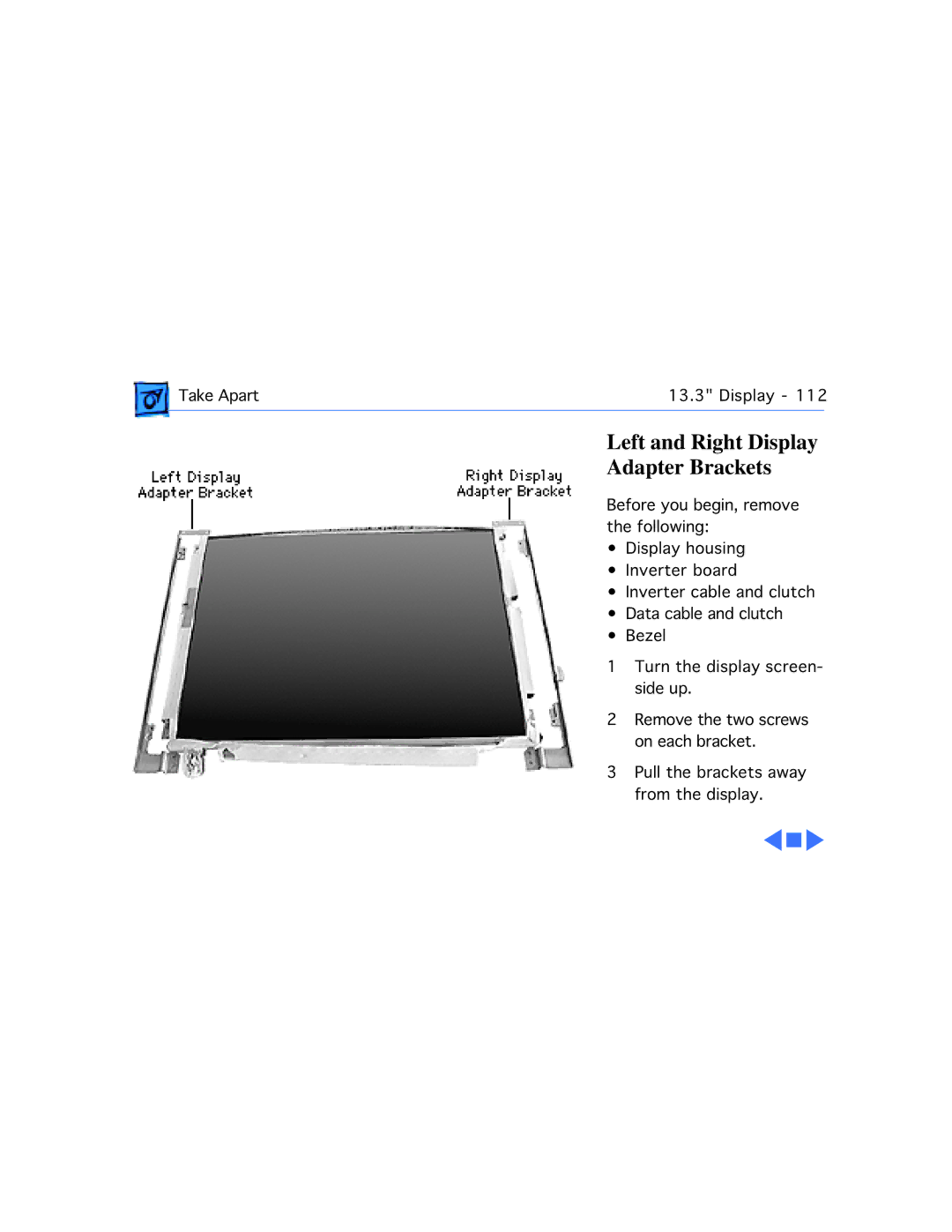 Apple M4753 manual Left and Right Display Adapter Brackets 