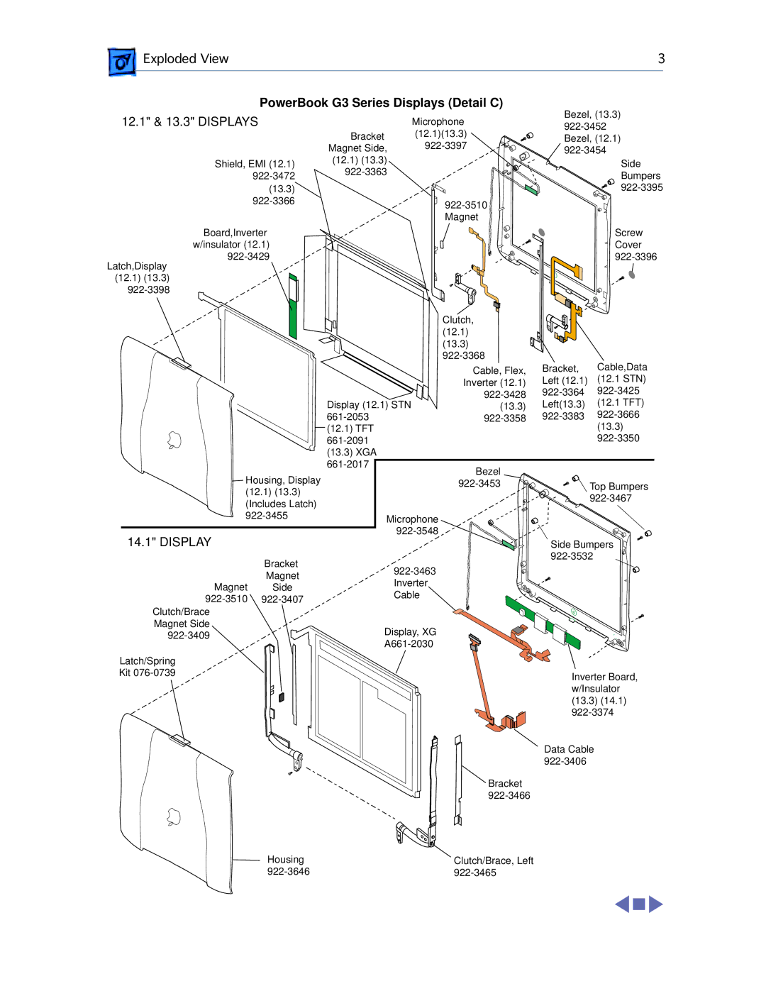 Apple M4753 manual PowerBook G3 Series Displays Detail C 