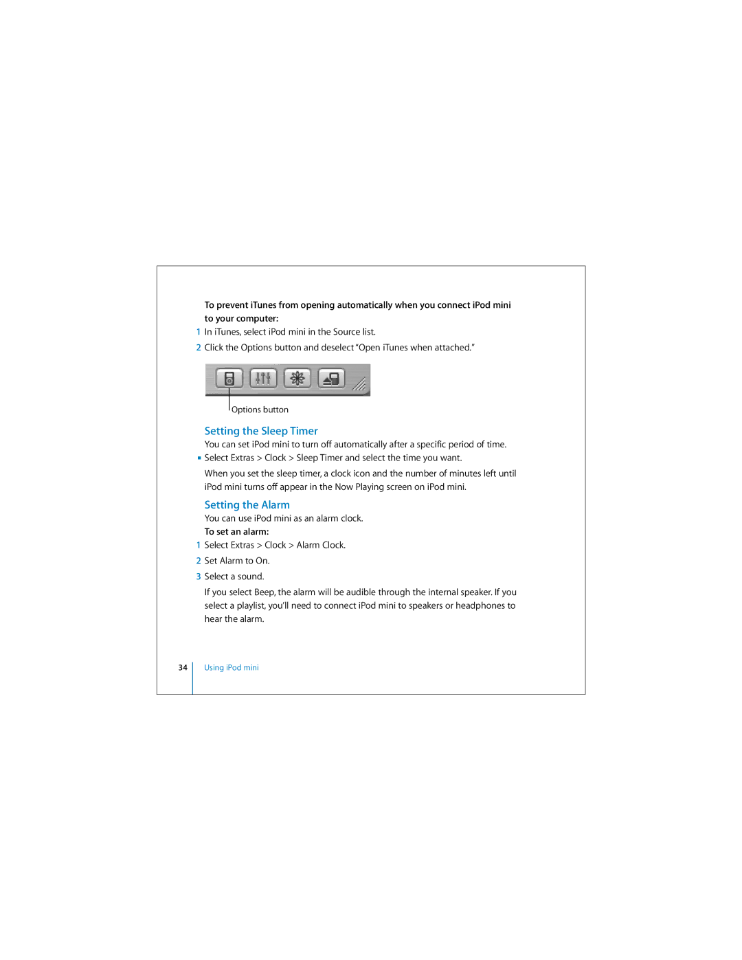 Apple P9805LL/A, M9802LLAR, M9801LLAR, M9800LLAR, M9803LLAR manual Setting the Sleep Timer, Setting the Alarm, To set an alarm 