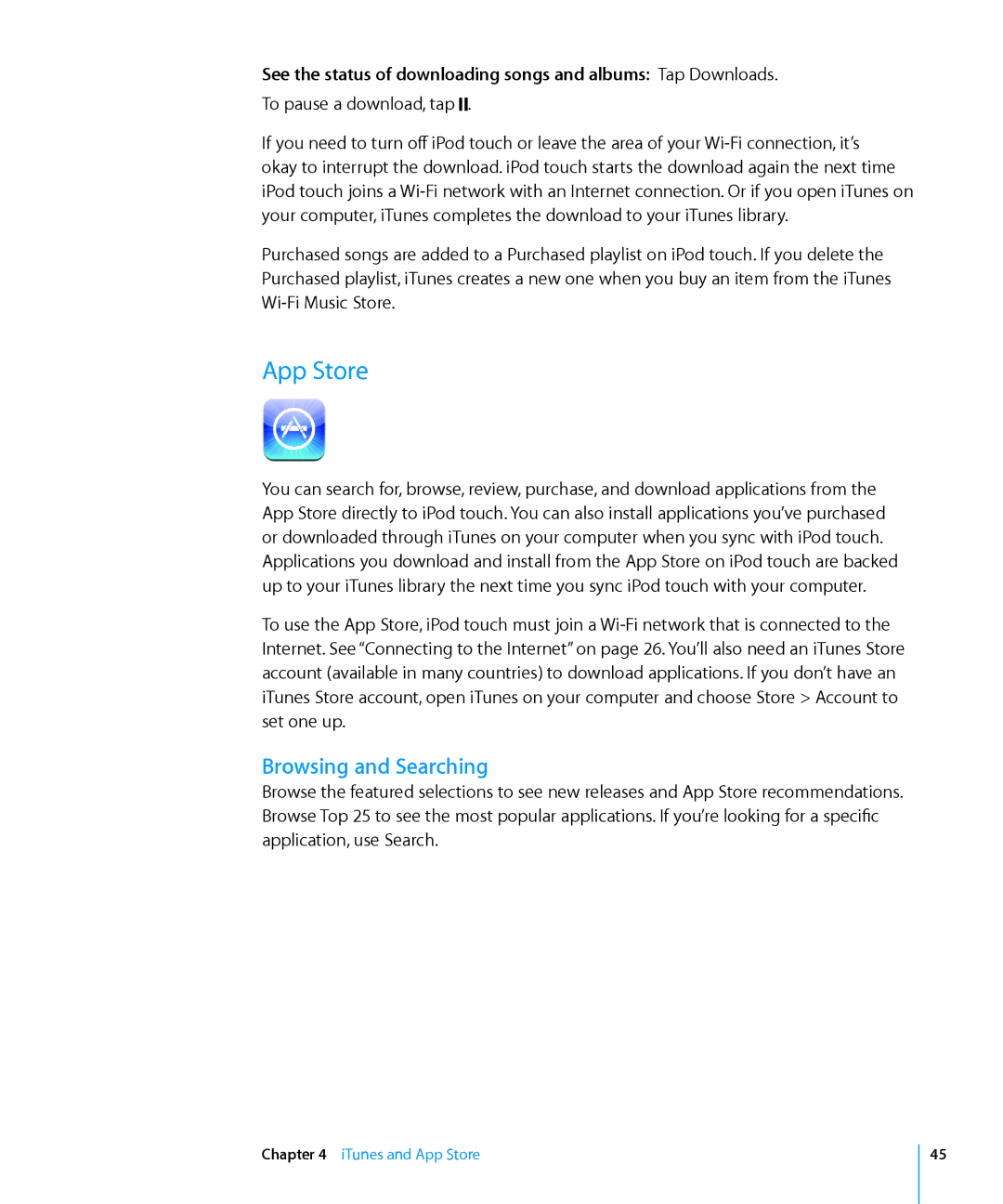 Apple MA623LL/B manual App Store, Browsing and Searching 