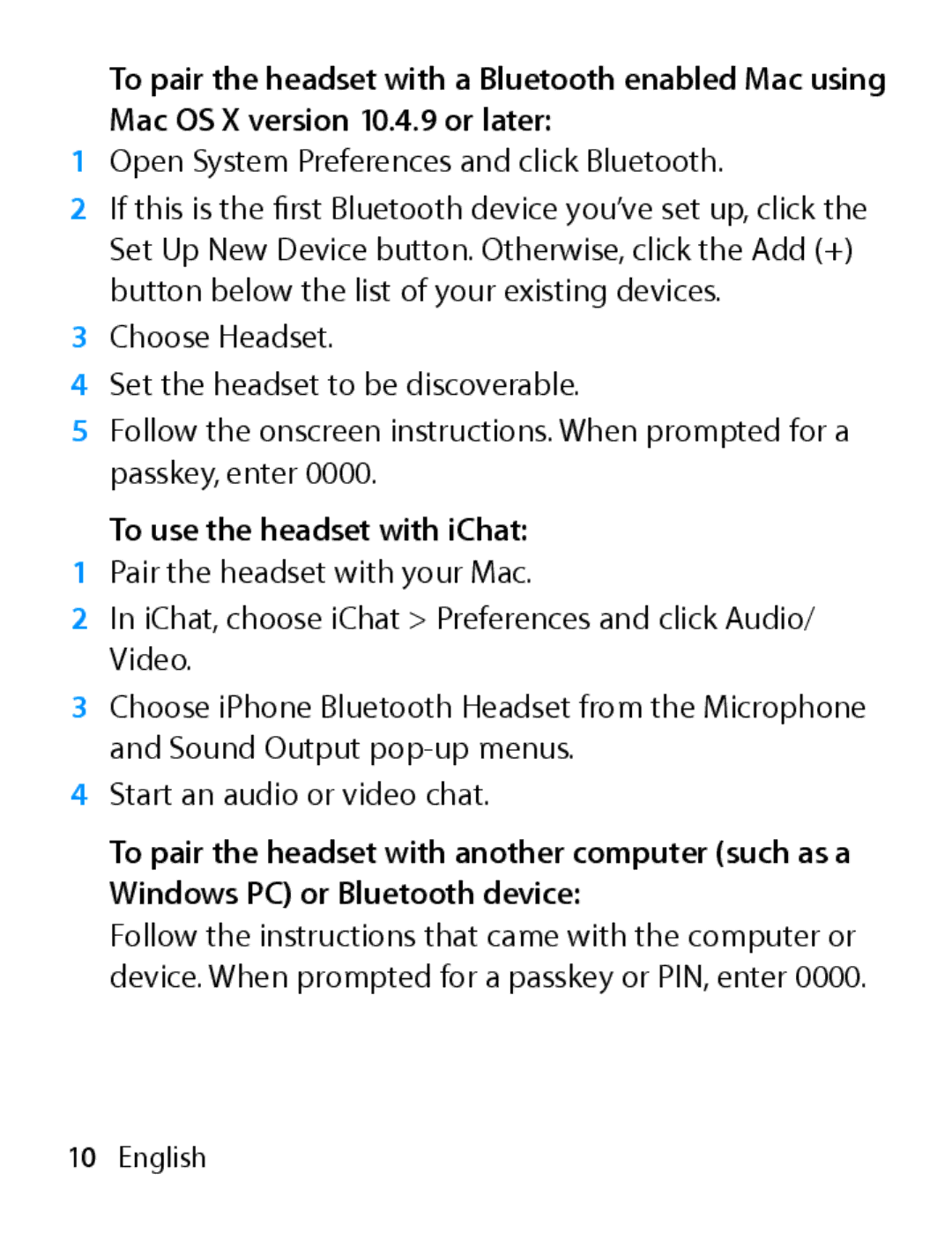 Apple MA817LL/A manual To use the headset with iChat 