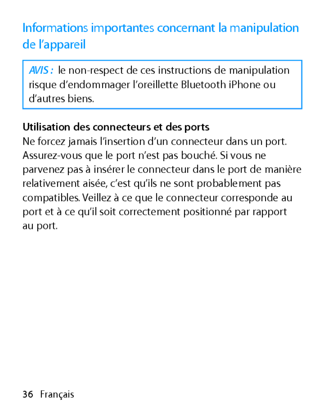 Apple MA817LL/A manual Utilisation des connecteurs et des ports 