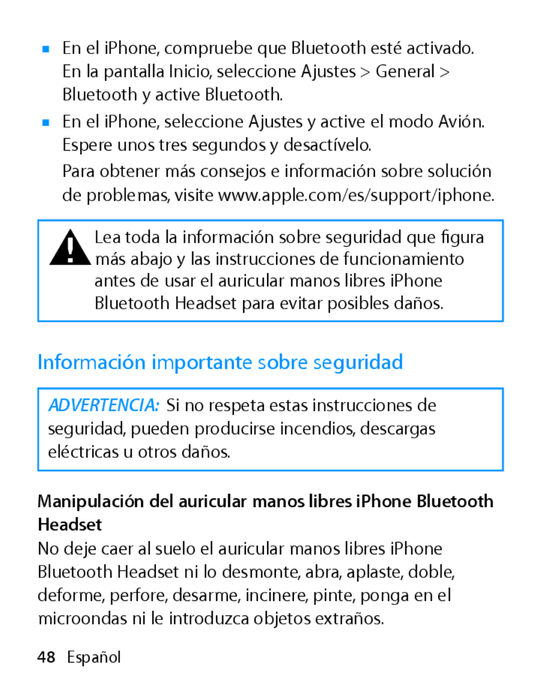 Apple MA817LL/A manual Información importante sobre seguridad 