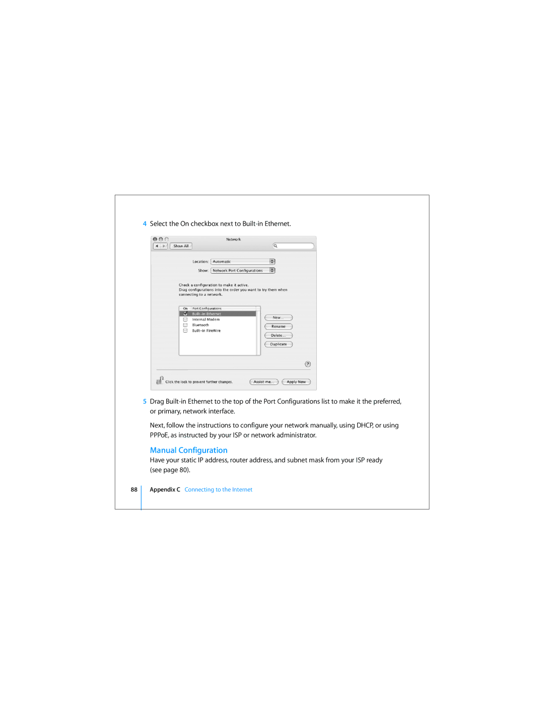 Apple Mac Mini 19 manual Manual Configuration 