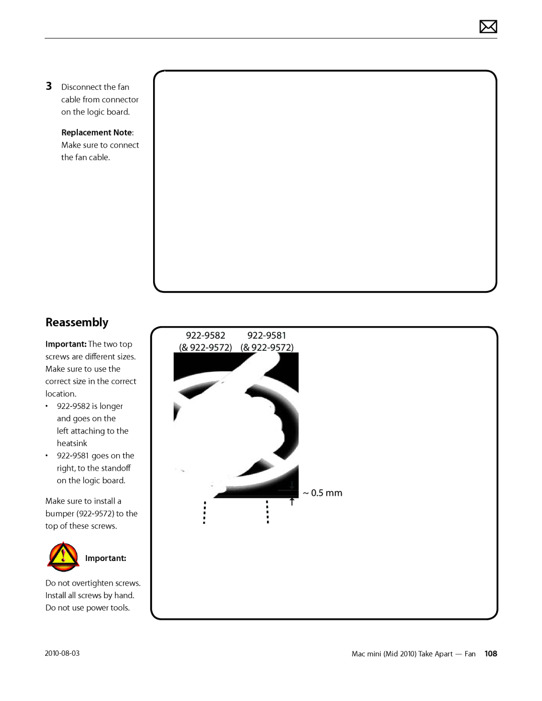 Apple Mac mini manual 922-9582 922-9581 