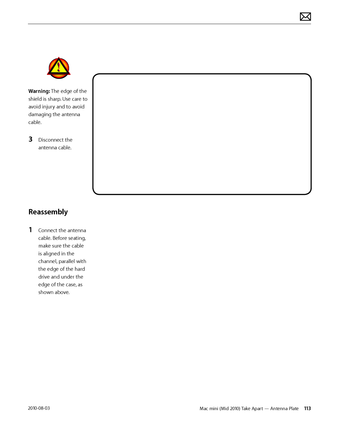 Apple Mac mini manual Disconnect the antenna cable 