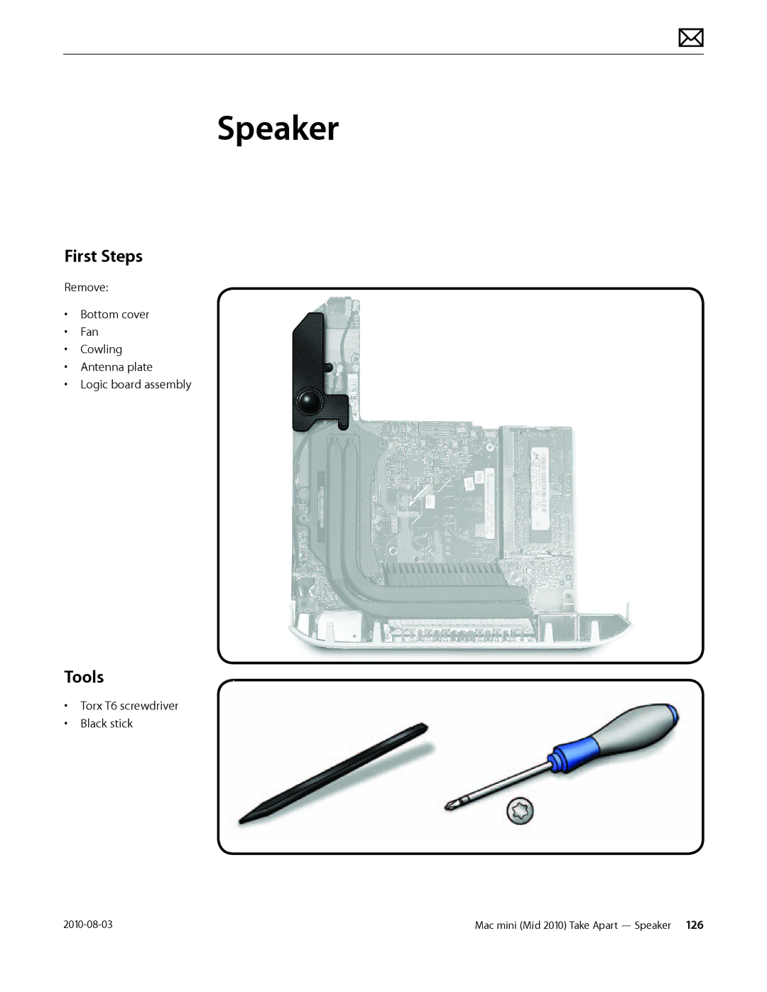 Apple Mac mini manual Speaker, First Steps 