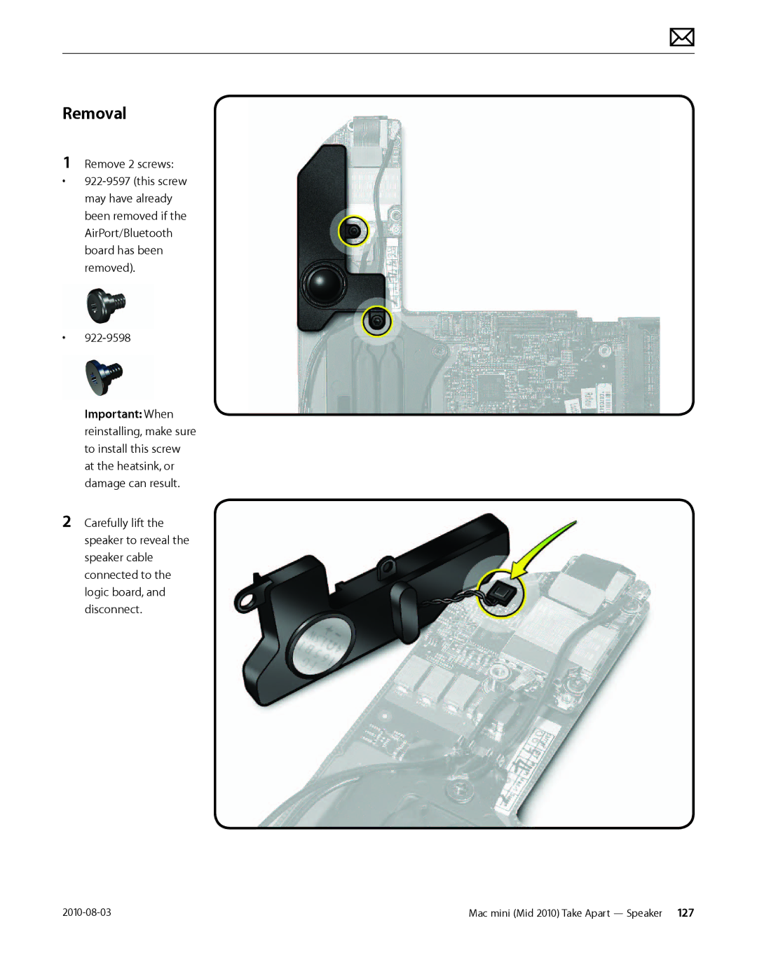 Apple Mac mini manual Remove 2 screws 