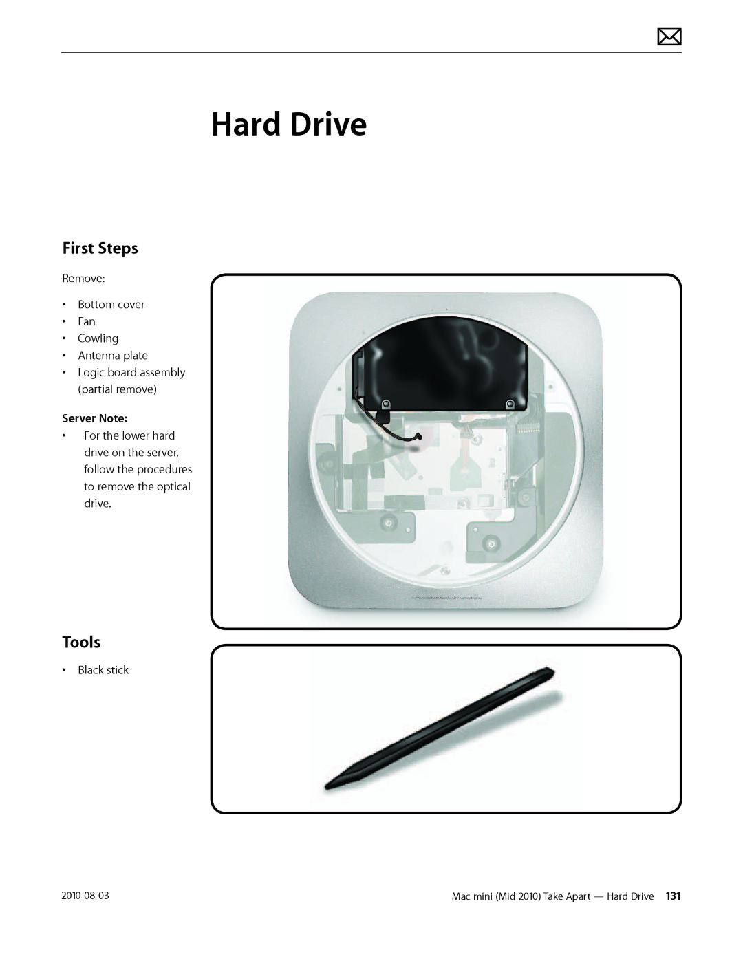 Apple Mac mini manual Hard Drive, Server Note 