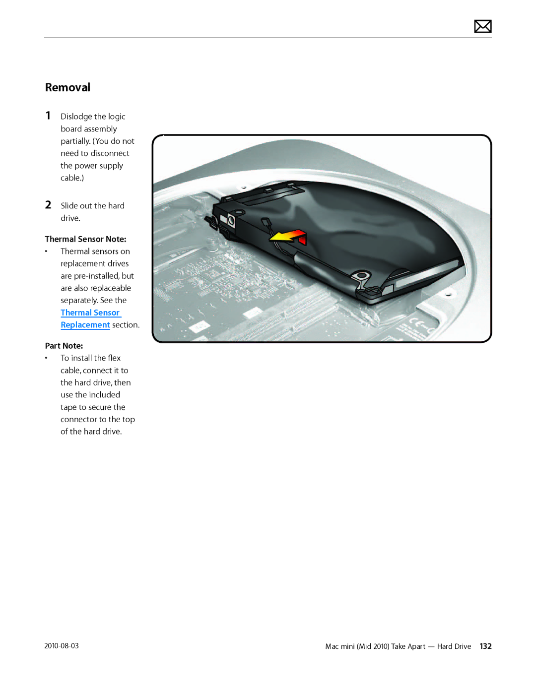 Apple Mac mini manual Thermal Sensor Note, Part Note 