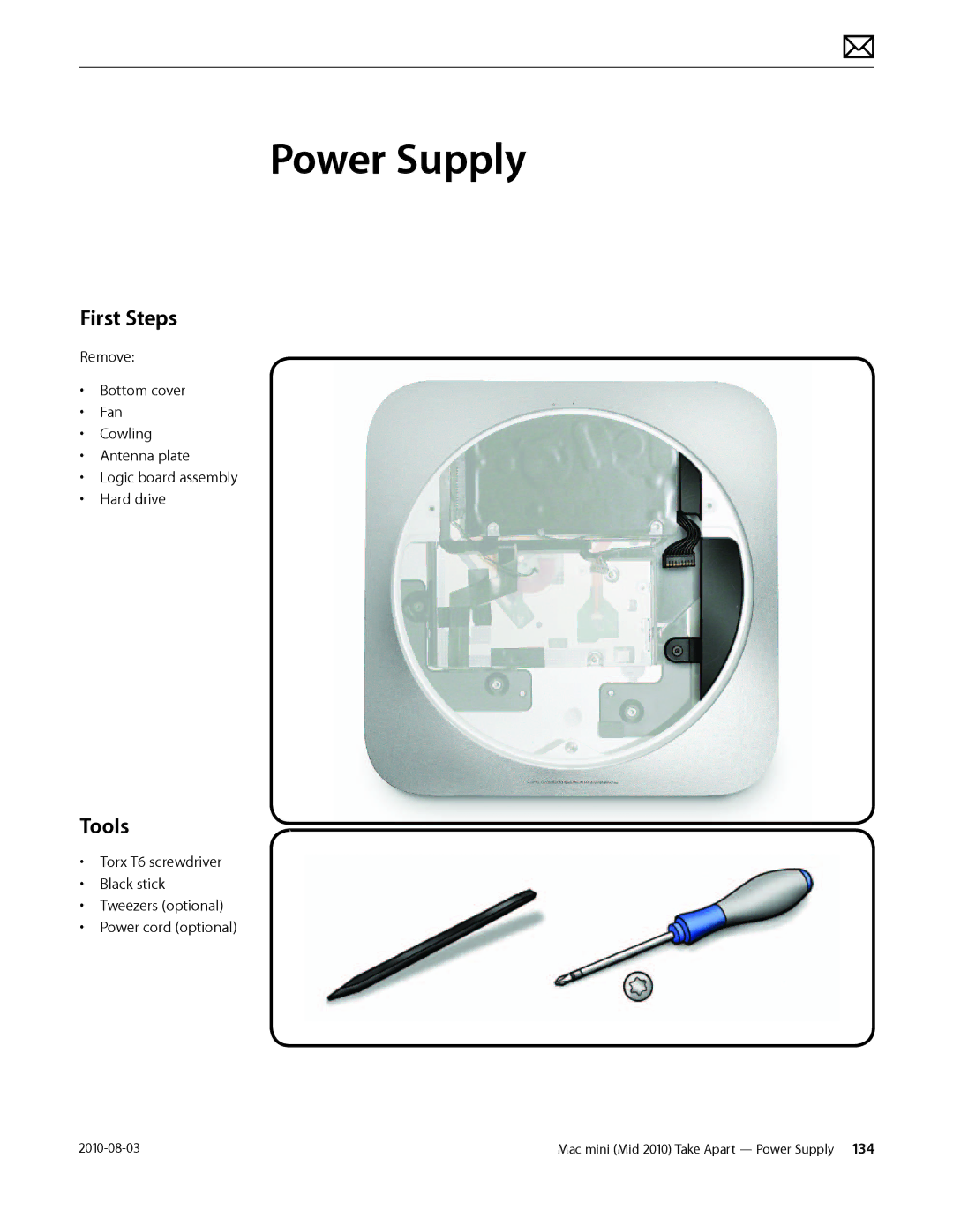 Apple Mac mini manual Power Supply, First Steps 