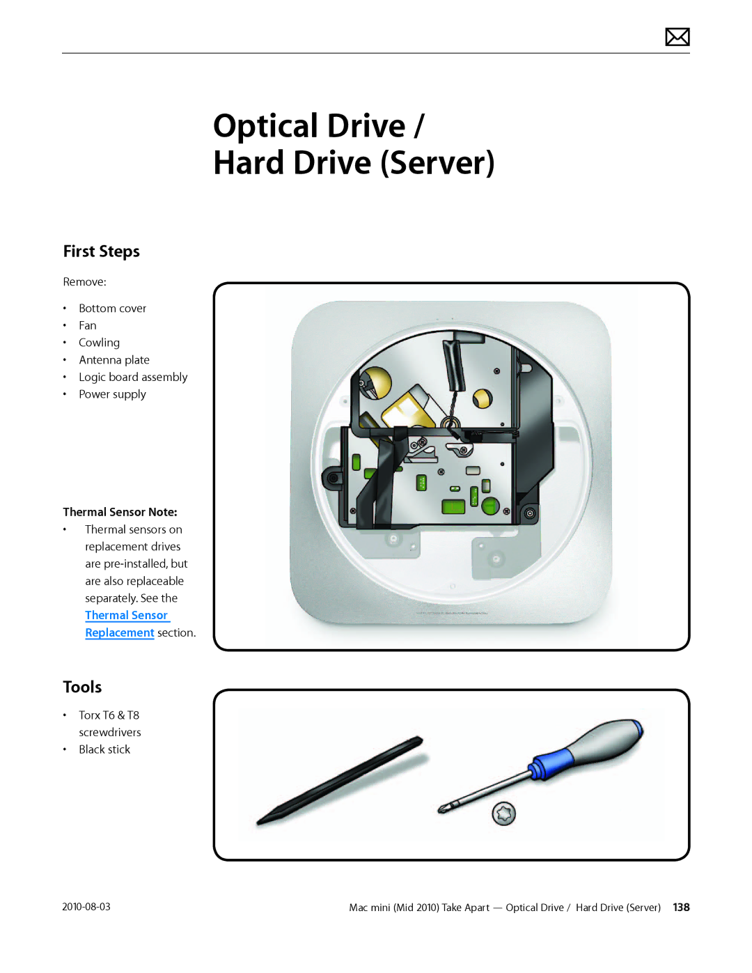 Apple Mac mini manual Optical Drive Hard Drive Server, First Steps 