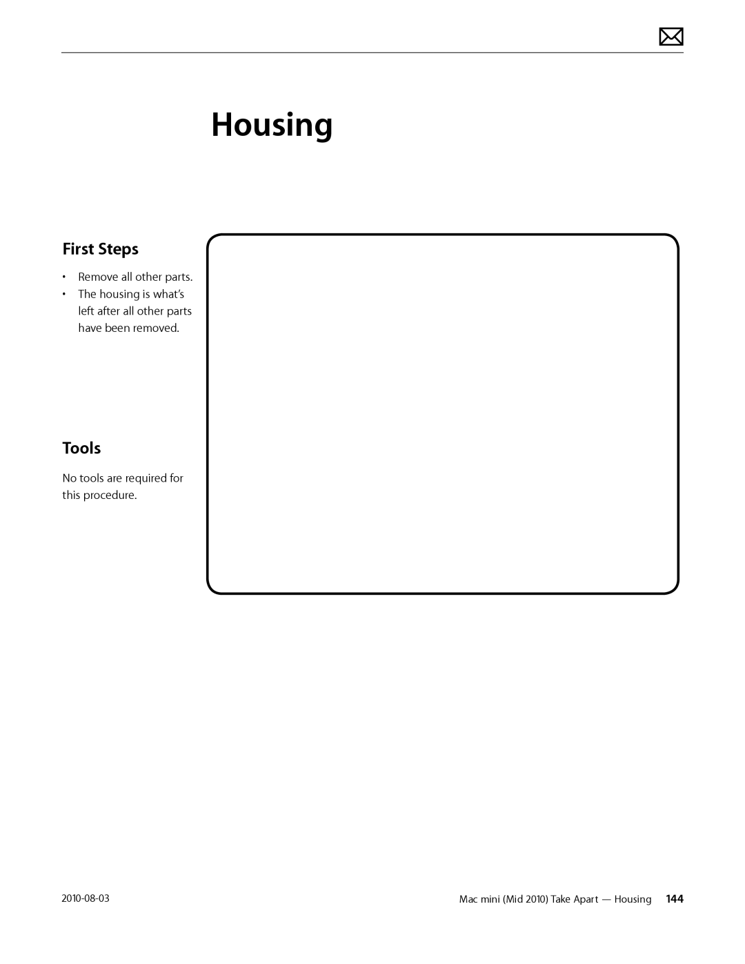 Apple Mac mini manual Housing, First Steps 