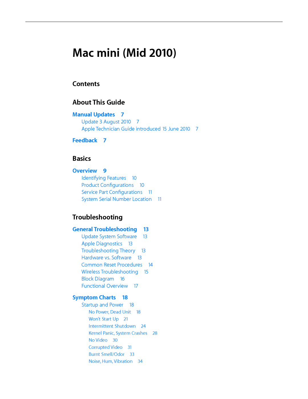 Apple Mac mini manual Contents About This Guide, Basics, Troubleshooting 