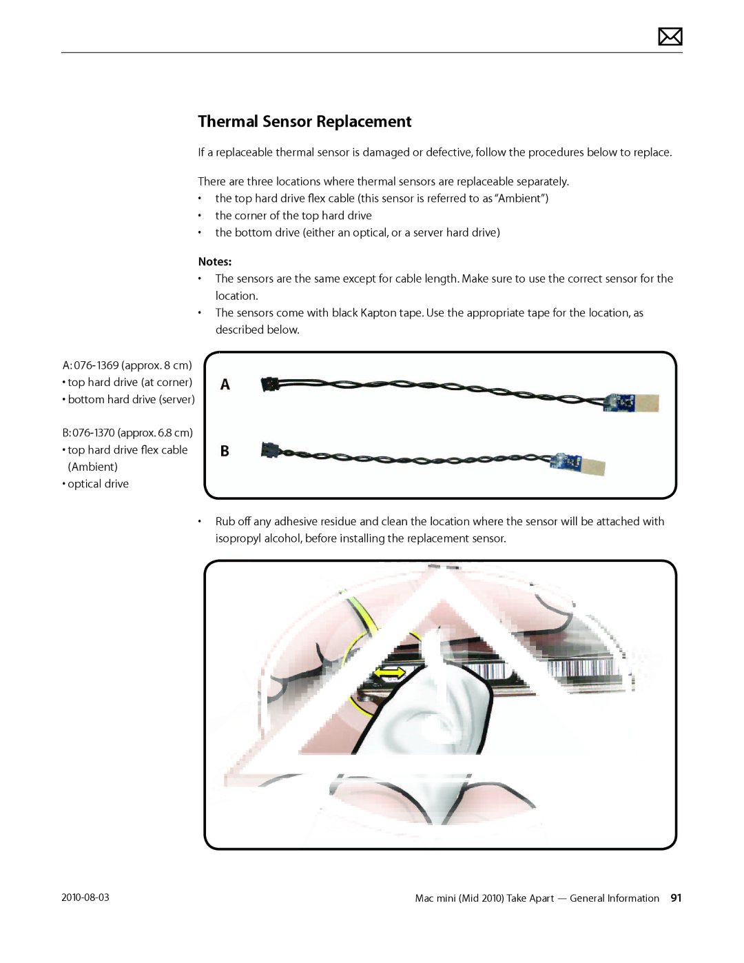 Apple Mac mini manual Thermal Sensor Replacement 